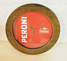 RARO OROLOGIO LEGNO PERONI PUBBLICITARIO VINTAGE POSTER LOCANDINA INSEGNA 36cm