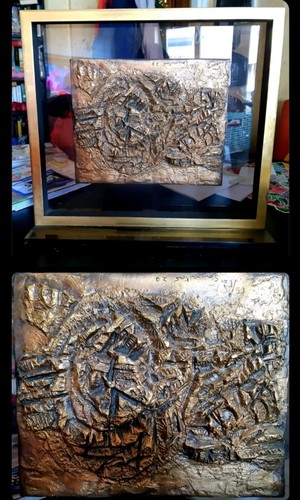 Scultura bronzo vetro con - bronzo,