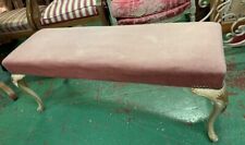 Antico sgabello panchetta lacca giallo crema profili oro imbottita