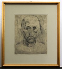 Trento Longaretti - Vecchio Montanaro 1938-1939 - puntasecca - 28x23cm