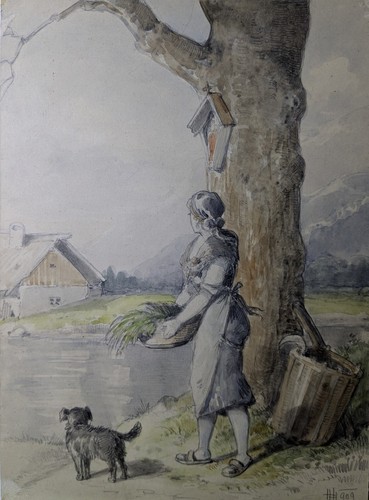 Giovane donna con - cane,, 1909