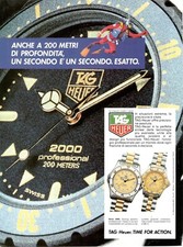 TAG HEUER SERIE 2000 PROFESSIONAL DIVER SUB 1 pagina 1987 Pubblicità OROLOGIO 