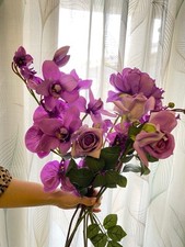 Bouquet  Di Fiori Finti Lilla Rose Orchidee