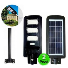 2x LAMPIONE STRADALE 150W PANNELLO SOLARE TELECOMANDO CREPUSCOLARE + PALO 50CM