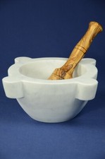 Carrara marble mortar, olive