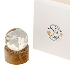 LIGHT Mappamondo su base di legno con luce led 6 cm BOMBONIERA 1CSK