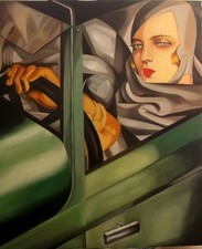 Quadro Tamara De Lempicka olio su tela Bugatti Verde