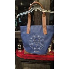 Borsa Mia K Farrow tote bag blu marrone ecopelle borchie design borsetta