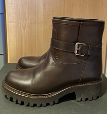 Stivaletti Donna 36 In Pelle Marrone Con Suola Spessa