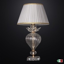 Lumetto Classico da Tavolo in Cristallo con Paralume Plissè Design Swarovski 