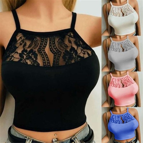 Canottiera donna pizzo halter - canottiera,