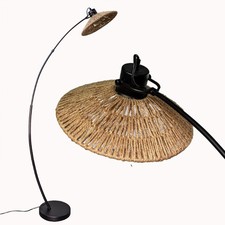 Osasy Lampada ad arco, altezza 165 cm, paralume in rattan girevole a 360°, 25 cm