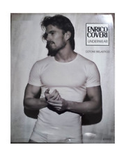 3 T-shirt uomo Enrico Coveri girocollo in cotone bi-elastico con logo art ET1000