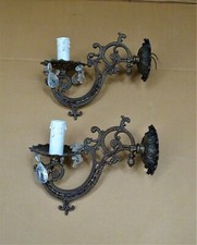 🟡 COPPIA DI APPLIQUE LIBERTY CON GOCCE IN CRISTALLO EPOCA META' 900 - M1103