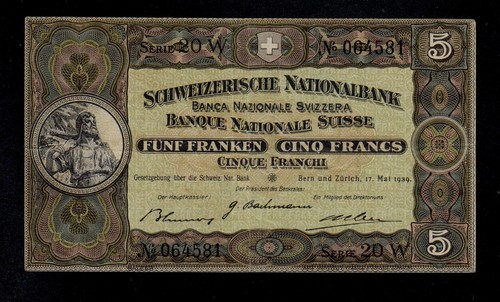 Switzerland franken 1939 - 5,
