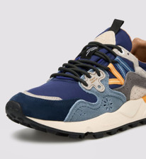 FLOWER MOUNTAIN YAMANO BLU GREY Sneakers uomo in pelle e tessuto