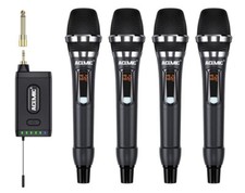 ACEMIC Sistemi microfonico wireless UHF Microfono senza fili cordless a 4 canali