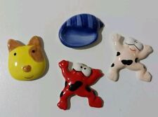 Lotto 4 Magneti Calamite In Ceramica 2 Rane, Cane E Conchiglia Artigianali Nuove