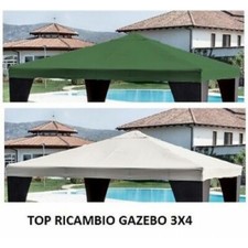TOP TELO COPERTURA DI RICAMBIO GAZEBO 3X4 MT TETTO COLORE BIANCO POLIETERE