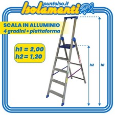 Scala Marchetti Climb 05 20874 Alluminio 4 Gradini + Piattaforma Parapetto 60 cm