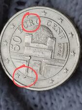 50 Cent 2002 Austria: Materiale in eccesso tra 6^ - 7^ stella + sulla R di EURO