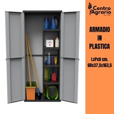 armadio portascope da per esterno giardino porta scope in pvc plastica 2 ante