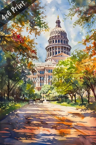 Texas state capitol acquerello - state,