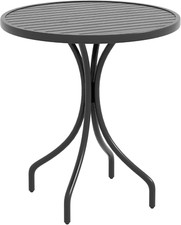 Tavolo da Giardino Rotondo Ø66cm, Tavolo da Esterno in Acciaio con Piano a Doghe