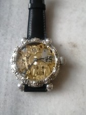 Omega massonico in argento, scheletro di teschi, cal. 38,5LT - Orologio da polso da tasca per matrimonio