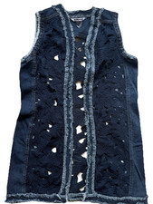Gilet donna denim uncinetto