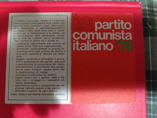 Tessera partito comunista - tessera,