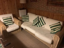 Salotto Rattan Naturale Da Esterno Giardino Vimini Salottino Set