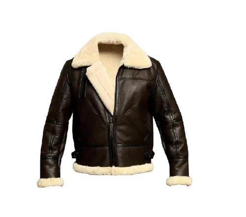 Men dark brown shearling b3 - shearling,