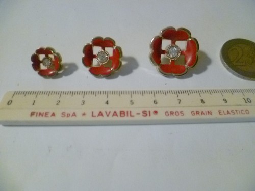 Bottone gioiello fiore rosso - fiore,
