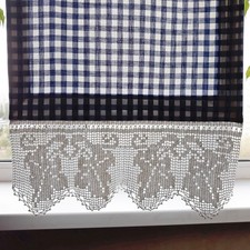 Tenda cucina cotone bianco blu