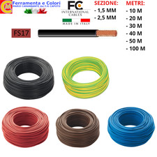 Cavo Elettrico Unipolare FS17 Filo Cordina Flessibile Sezione 1,5 2,5mm CLASSE 5