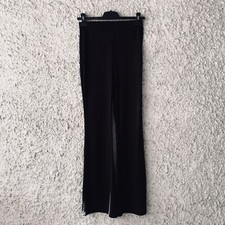 PANTALONI NERI A COSTINE ZAMPA D'ELEFANTE ELASTICIZZATI DONNA MODA COSTE AMPI