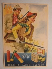 Bombrini - Parodi - Delfino. Cartucce e polvere da sparo. Illustratore Holzer.