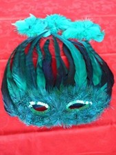 MASCHERA CARNEVALE VINTAGE ANNI '60 VERE PIUME DI PAVONE PEZZO UNICO - LEGGI