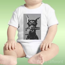 Body Neonato Unisex Dob Dobermann Pistola In Bocca Pistol Idea Regalo