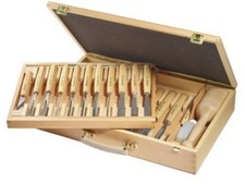 Sgorbie legno - SET PFEIL SGORBIE  VALIGETTA IN LEGNO A FAGGIO CON 25 ATTREZZI