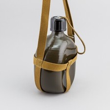 Antica borraccia militare verde alluminio tappo plastica portaborraccia tracolla