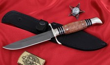 Coltello finlandese NKVD acciaio X12MF betulla marrone nichel argento