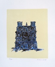 GIOVANNI OMICCIOLI - "Cattedrale Notre-Dame" 1969 Litografia firmata num. 11/200
