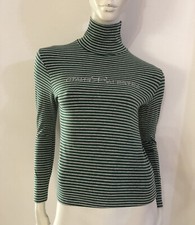 RENATO BALESTRA Maglia dolcevita grigio verde righe strass Tg S/M