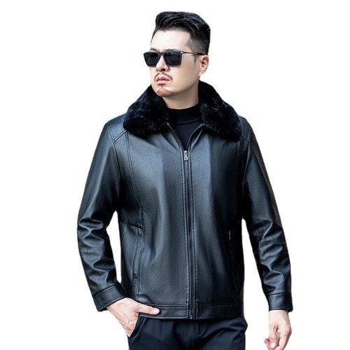Giacca pelle uomo collo