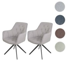 Set 2 sedie sala da pranzo HWC-L80, sedia cucina sedia, girevole, metallo tessuto/tessuto