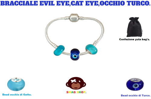 Bracciale charm 925 beads evil - bracciale,