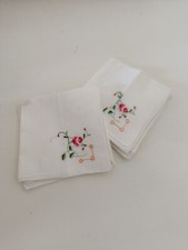 6 fazzoletti in fiandra di lino ricamati a mano i ricami della nonna cm 28x28