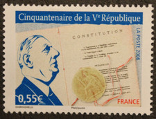 Timbre - FRANCE -Cinquantenaire Ve République, De Gaulle- YT4282 - Neuf **- 2008